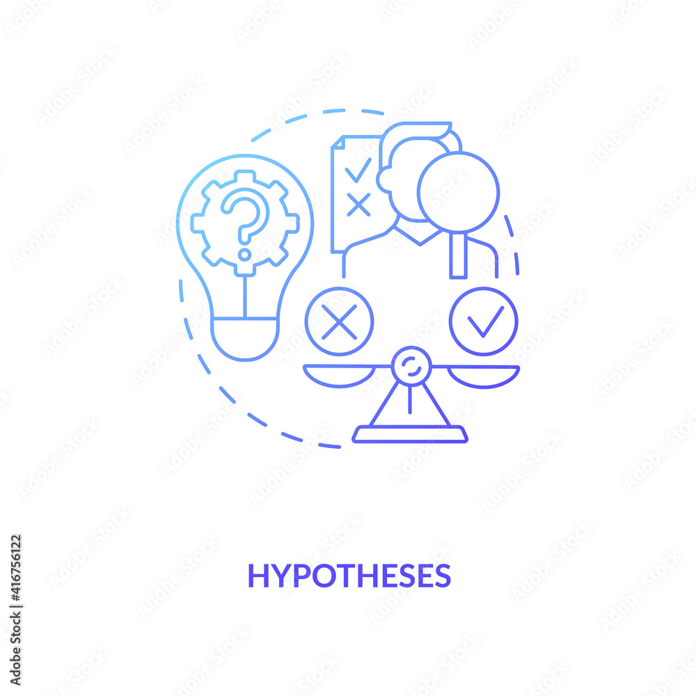 Hypothesis concept icon. Specific, clean and testable guesses of researchers idea thin line illustration. Scientific researching knowledge. Vector isolated outline RGB color drawing Hypothesis concept icon. Specific, clean and testable guesses of researchers idea thin line illustration. Scientific researching knowledge. Vector isolated outline RGB color drawing