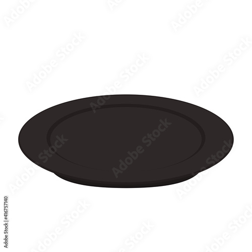 Plate vector. Black plate on white background.