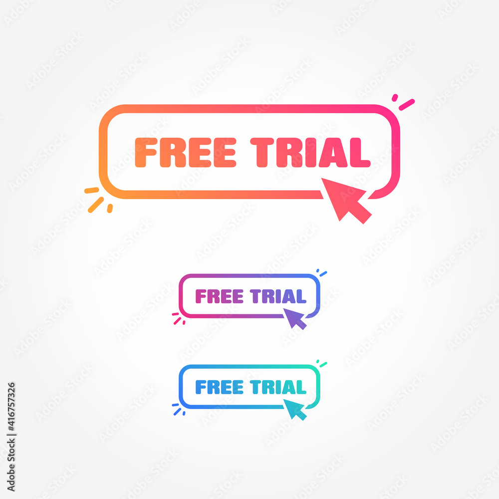 Free Trial Button with Cursor Label Set Free Trial Button with Cursor Label Set