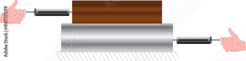 Vector Illustration of an Experiment with Dynamometer, the Dependence of the Force of Friction on the Body's Mass