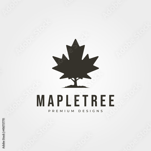 vintage maple tree icon logo vector symbol illustration design