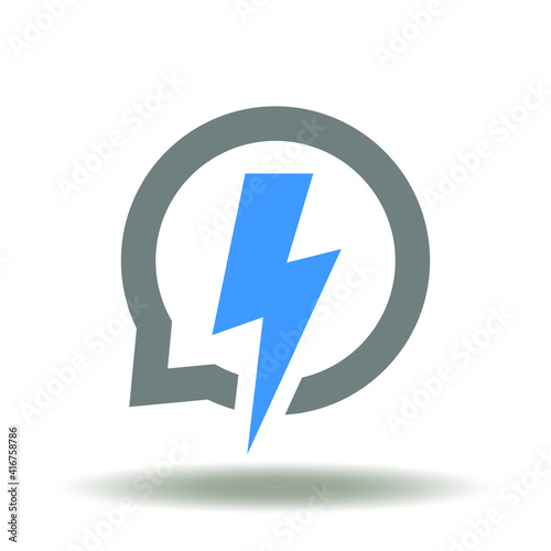 Speech bubble with thunder flash lightning vector icon. Shock Sale Symbol. Special promotion price offer logo.