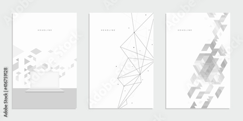 Abstract geometric technological company brochure. Corporate identity flyer. Vector set business presentation.