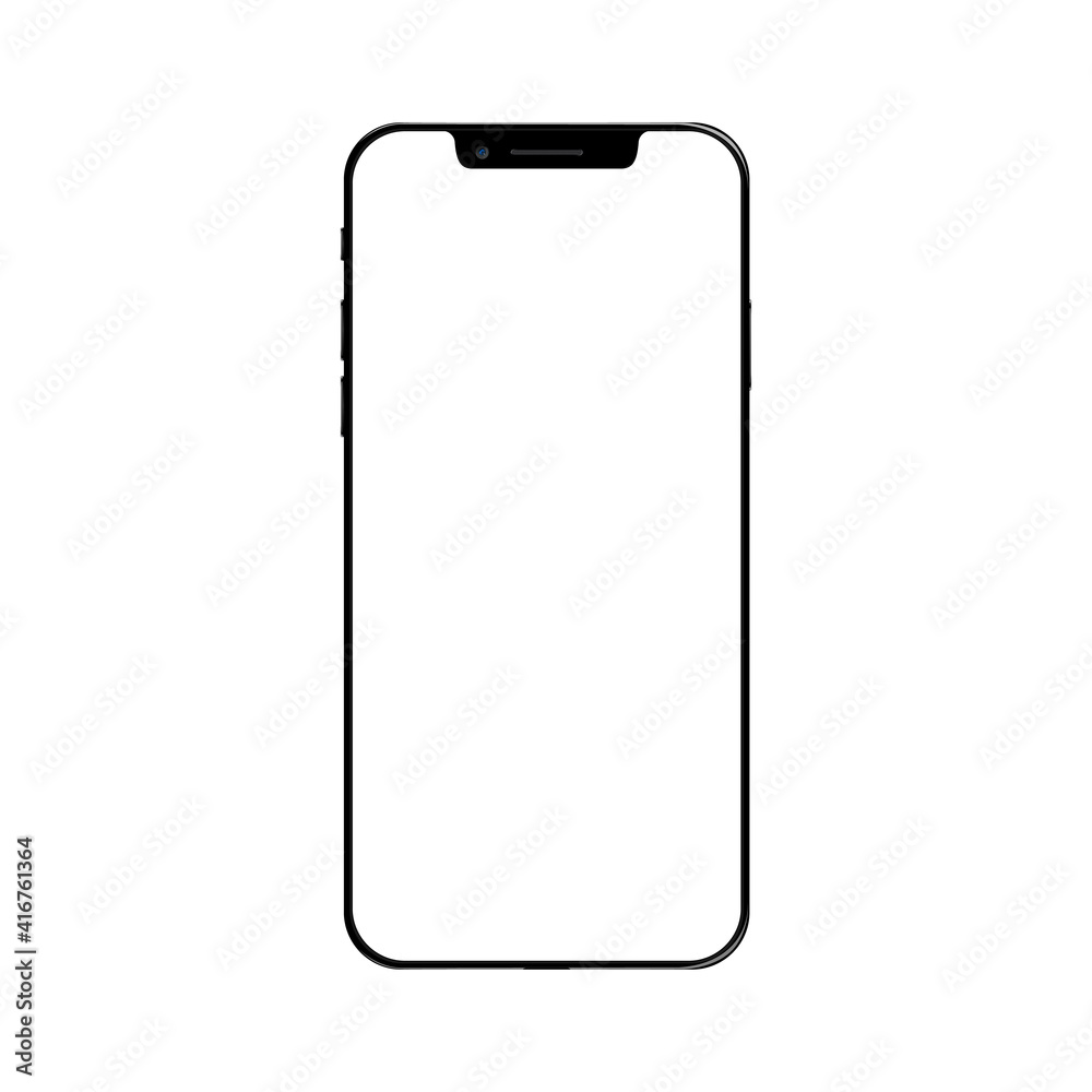 Realistic front view smartphone mockup. Mibile phone black frame with blank white display isolated on background. Vector device. Realistic front view smartphone mockup. Mibile phone black frame with blank white display isolated on background. Vector device.