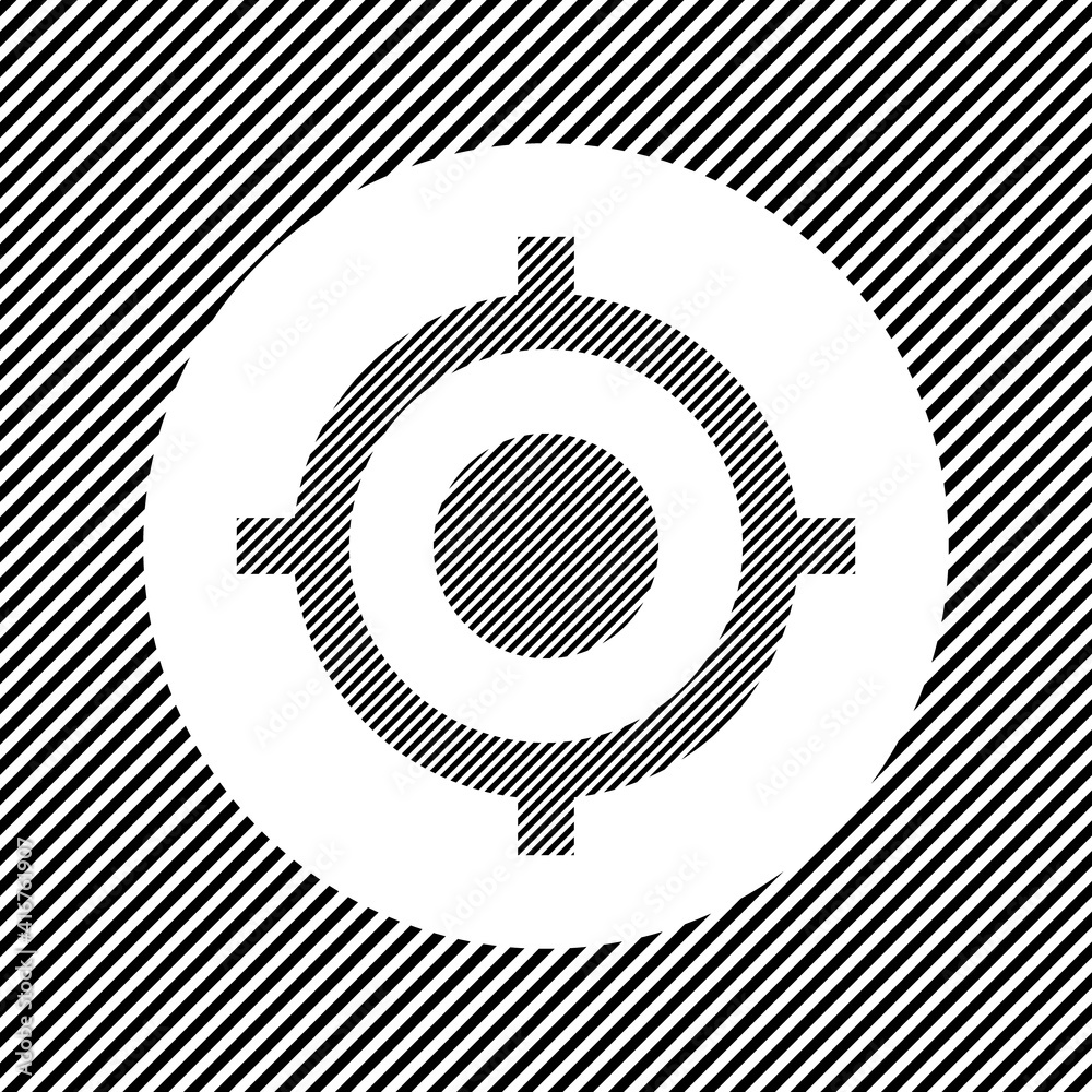A large crosshair symbol in the center as a hatch of black lines on a white circle. Interlaced effect. Seamless pattern with striped black and white diagonal slanted lines A large crosshair symbol in the center as a hatch of black lines on a white circle. Interlaced effect. Seamless pattern with striped black and white diagonal slanted lines