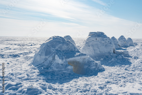 Winter dwelling of Eskimos. Igloo. Eskimos village. © fizke7