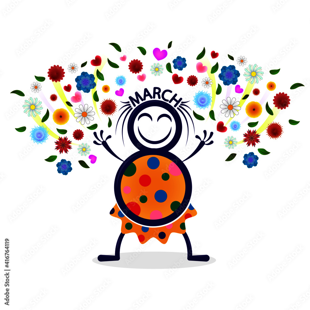 Fototapeta premium Vector illustration on the theme of International Women's Day on March 8.