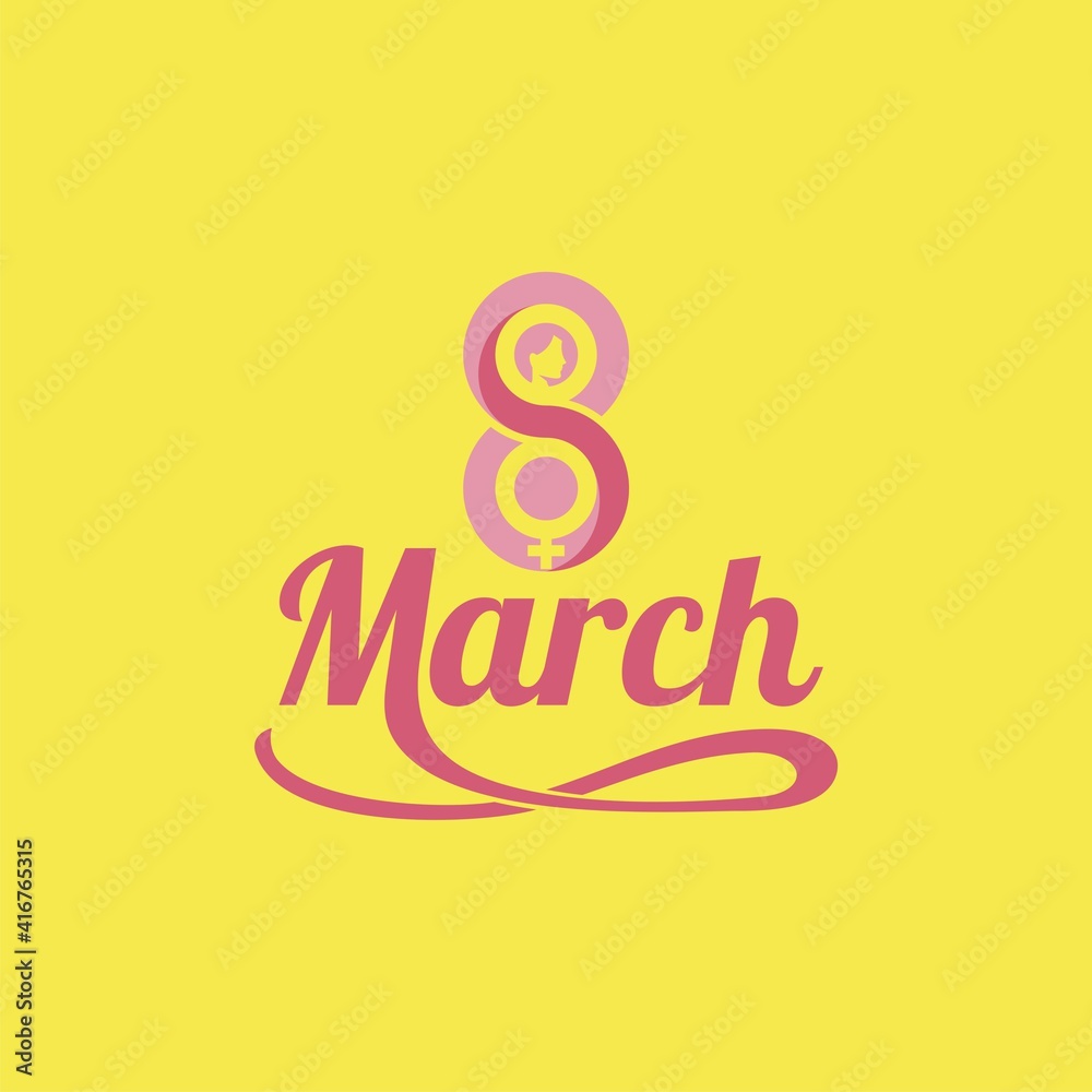 Typography 8 March Woman Day Logo Design