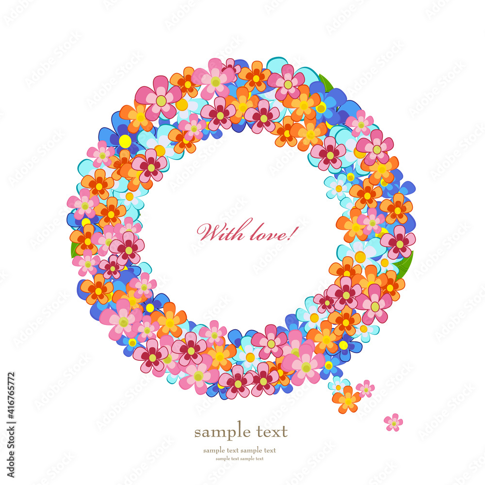 invitation card with wreath of colorful tiny flowers for your de invitation card with wreath of colorful tiny flowers for your de