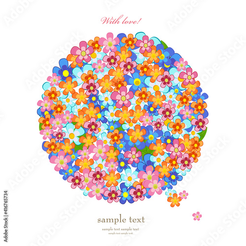 invitation card with colorful tiny flowers for your design
