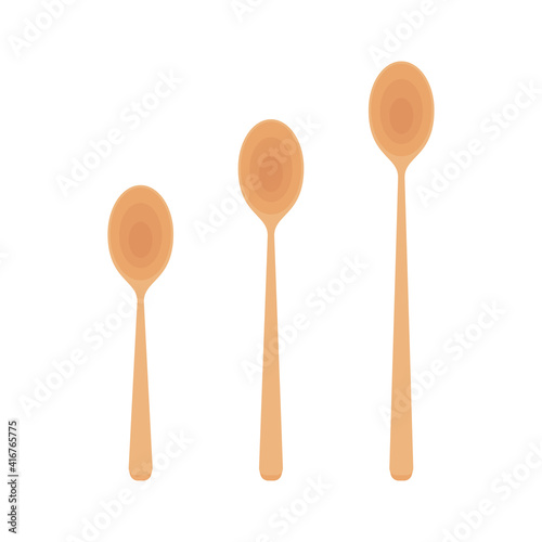 Spoon vector. Wood Spoon on white background.