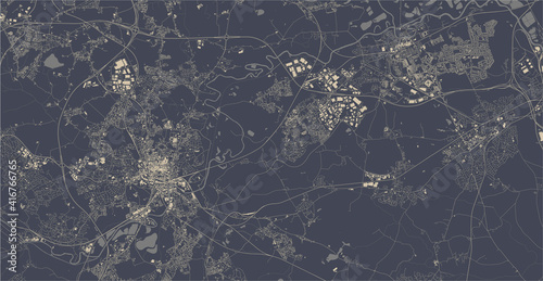 map of the city of Wakefield, England, UK