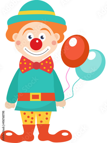Circus clown icon. Purim clown carnival. Vector illustration