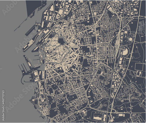 map of the city of Livorno, Tuscany, Italy