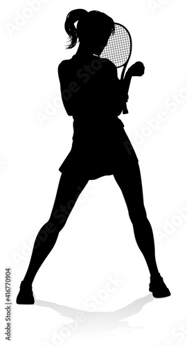 A tennis player woman silhouette sports person design element