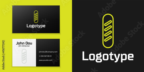 Logotype line French baguette bread icon isolated on black background. Logo design template element. Vector.