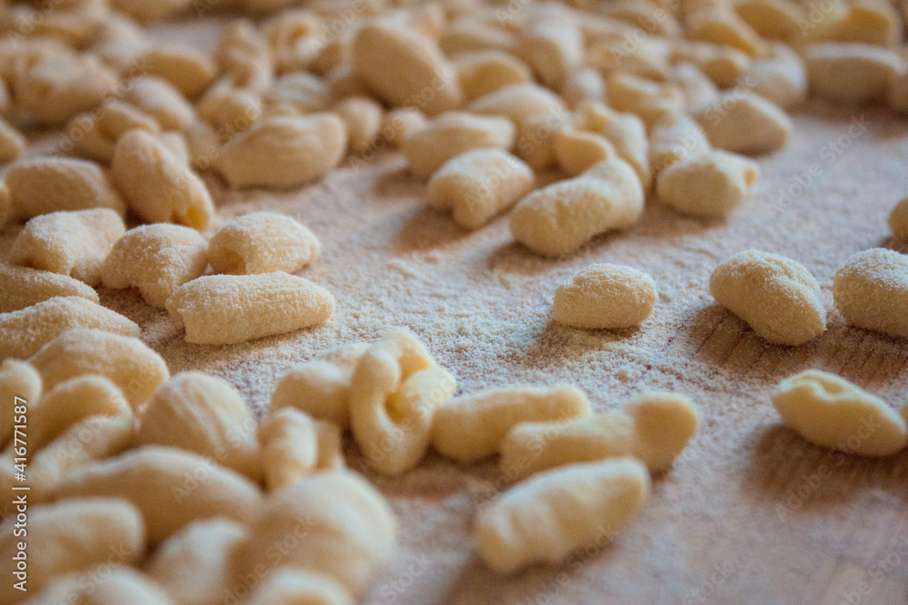 Cavatelli, typical kind of handmade pasta from Southern Italy