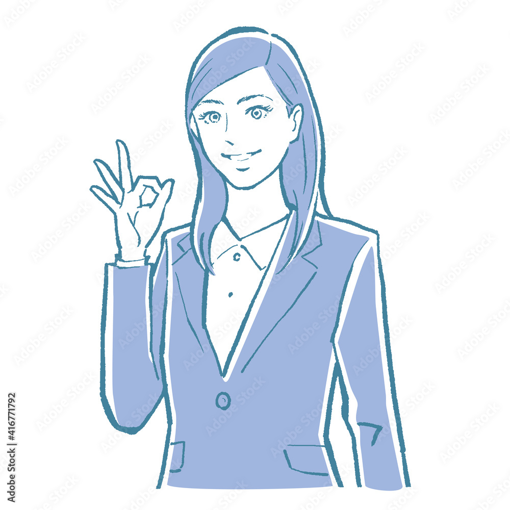 Illustration of the upper body of a young female businessman. Pop and comical pattern. Illustration of the upper body of a young female businessman. Pop and comical pattern.