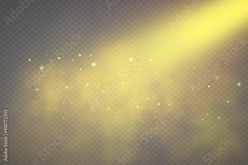 Glow light effect. Vector illustration. Christmas flash dust. White sparks and glitter special light effect. Vector sparkles on transparent background. Sparkling magic dust particles