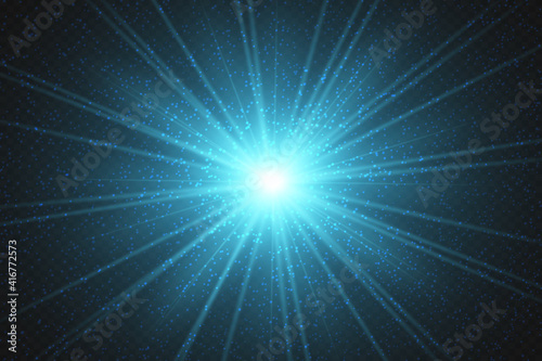 Blue explosion background with rays. Vector absrtact illustration EPS10
