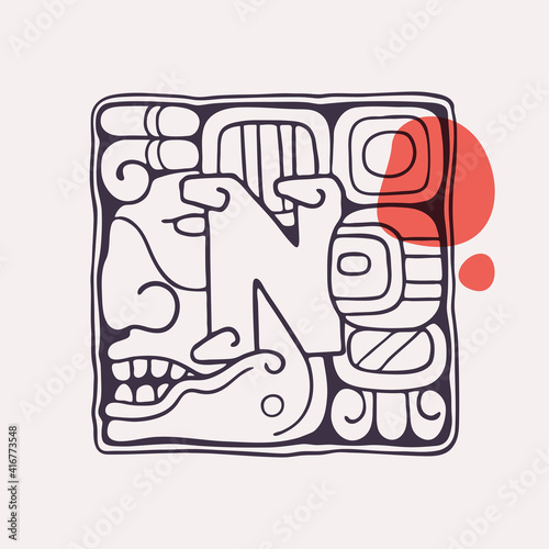 Aztec style letter N initial.