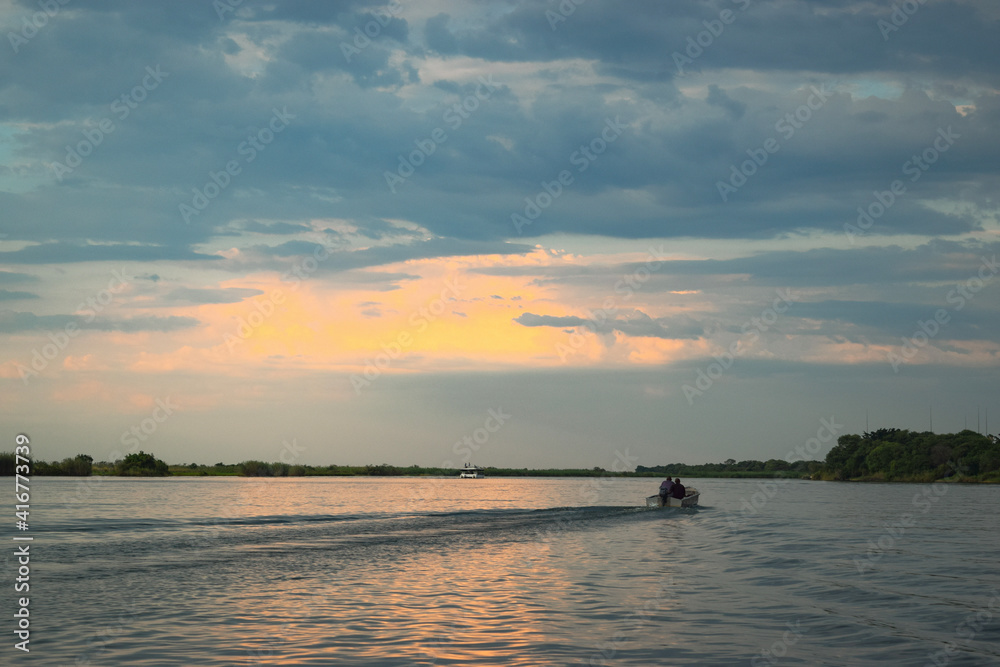 Scenic views of Chobe River at Sunset, Chobe National Park, Botswana