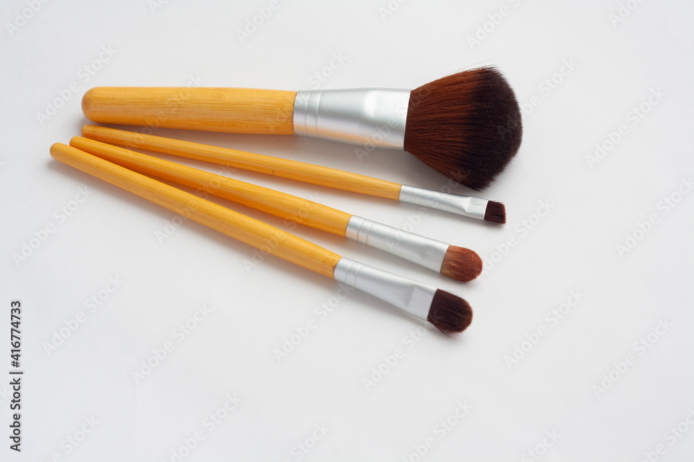 Set of makeup brushes isolated on a white background Set of makeup brushes isolated on a white background