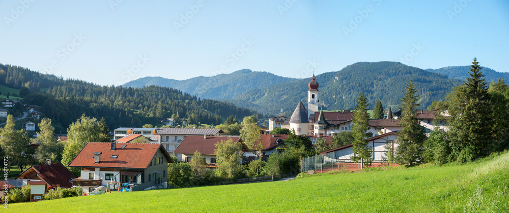 tourist resort Achenkirch, tirolean landscape and mountains
