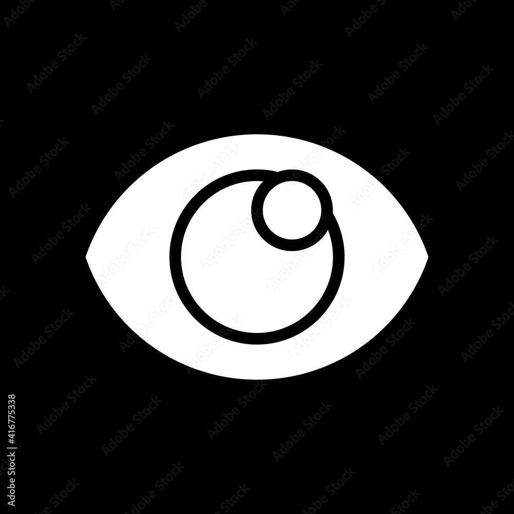 Viewing dark mode glyph icon. Checking device working process. Looking with eyeball. Phone screen menu. Smartphone UI button. White silhouette symbol on black space. Vector isolated illustration Viewing dark mode glyph icon. Checking device working process. Looking with eyeball. Phone screen menu. Smartphone UI button. White silhouette symbol on black space. Vector isolated illustration