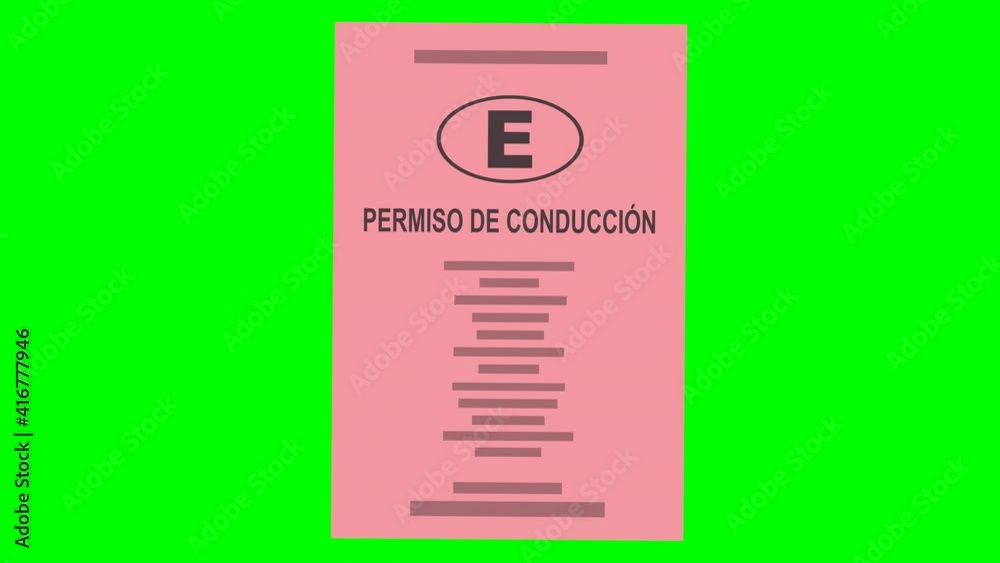 Presentación de permiso de Conducción rosa España sobre fondo verde (diseño plano)