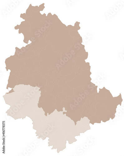 Umbria map  division by provinces and municipalities. Closed and perfectly editable polygons  polygon fill and color paths editable at will. Levels. Political geographic map. Italy 