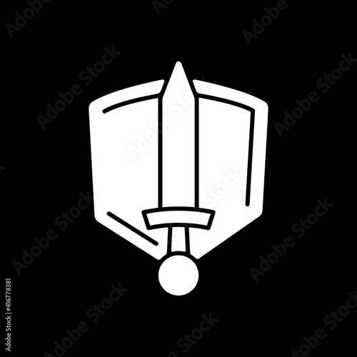 History epic dark mode glyph icon. Common movie genre, filmmaking category. Television entertainment category, filmmaking. White silhouette symbol on black space. Vector isolated illustration