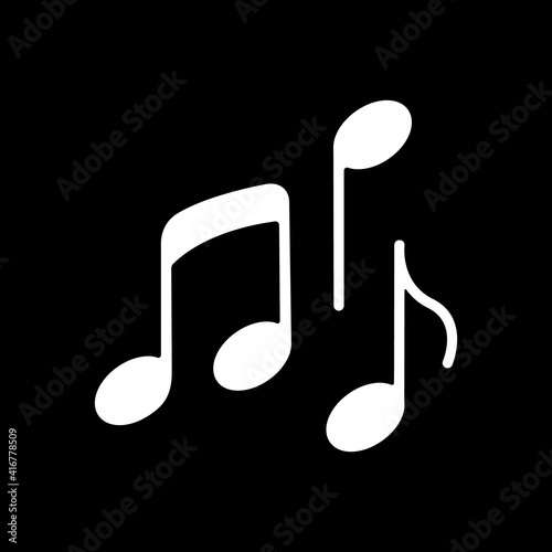 Musical dark mode glyph icon. Traditional movie genre, artistic cinematography. Television entertainment category. White silhouette symbol on black space. Vector isolated illustration