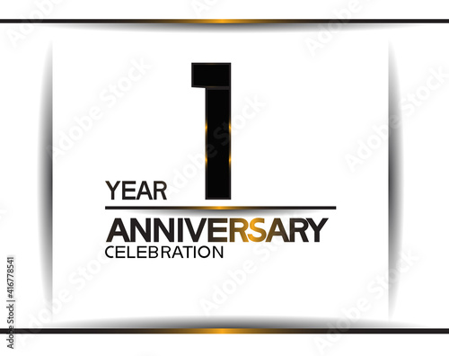 1 year anniversary black color simple design isolated on white background can be use for template, invitation and special moment celebration