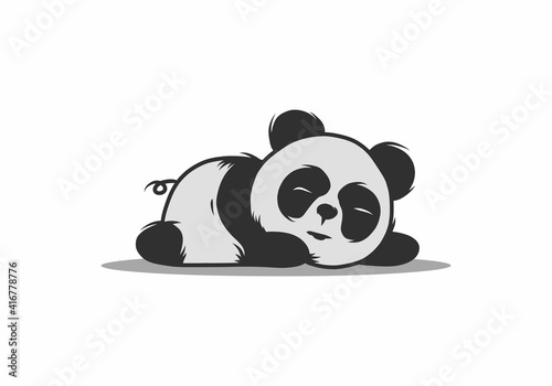 Cute lazy panda illustration drawing