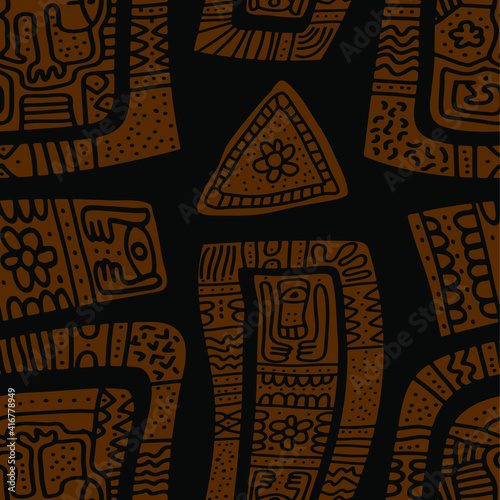 seamless pattern of aztec motifs	