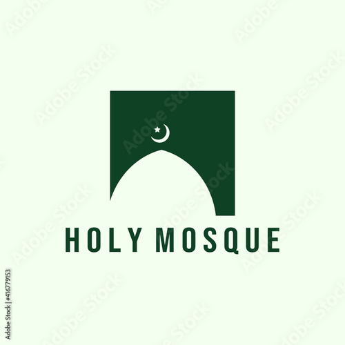 Islamic Logo Vector Illustration Design. Simple Islamic Mosque Illustration Logo Design. Exclusive Design of Moslem Architecture or Islamic Icon. Dome Mosque Logo Design Inspiration