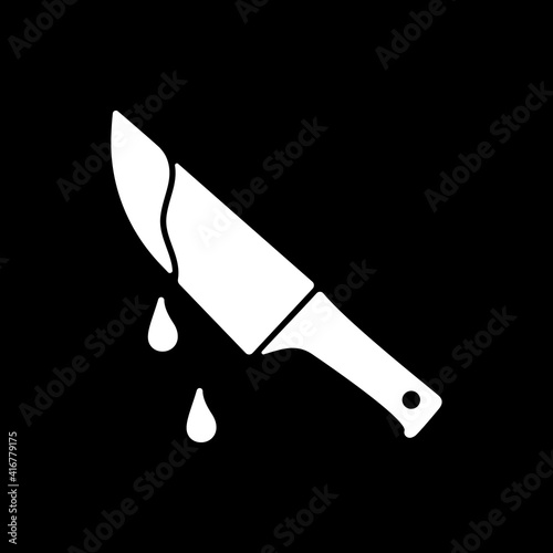 Thriller movie dark mode glyph icon. Suspenseful cinema genre, survival horror. Television entertainment category. White silhouette symbol on black space. Vector isolated illustration