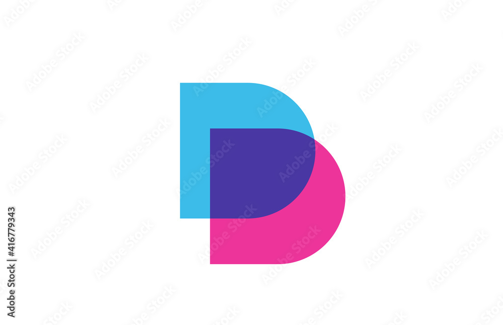 intersected D letter logo icon for company. Blue and pink alphabet design for corporate and business intersected D letter logo icon for company. Blue and pink alphabet design for corporate and business