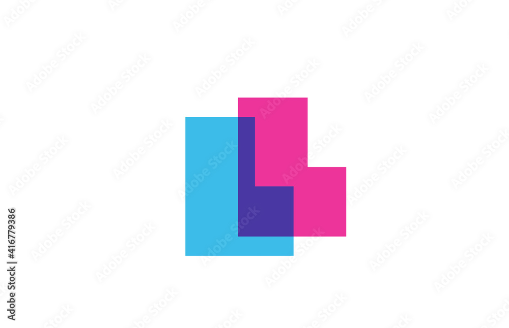 intersected L letter logo icon for company. Blue and pink alphabet design for corporate and business intersected L letter logo icon for company. Blue and pink alphabet design for corporate and business