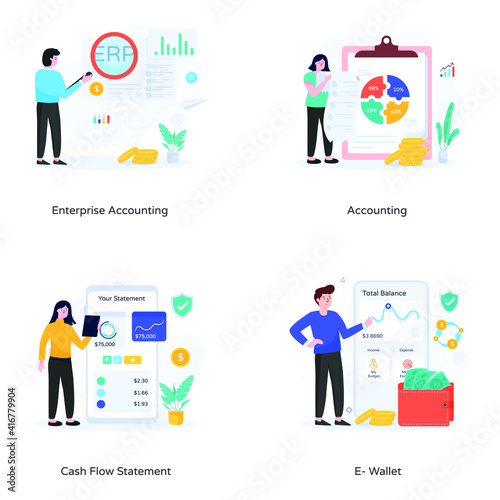  Accounting Flat Illustration Vector Pack   