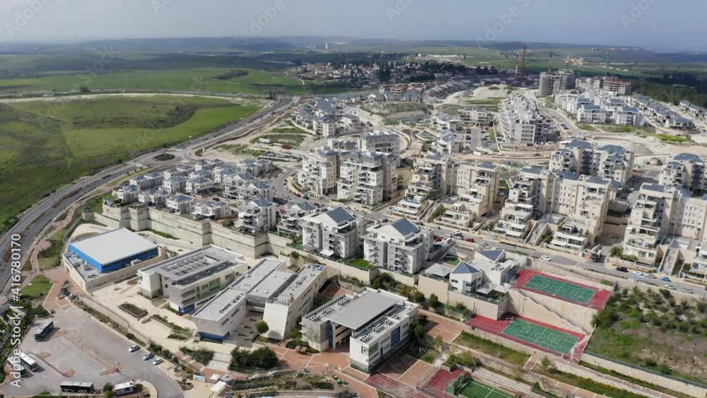 Aerial view of Yokneam illt, a small town in Northern Israel.
Aerial view of Yokneam illt, a small town in Northern Israel.