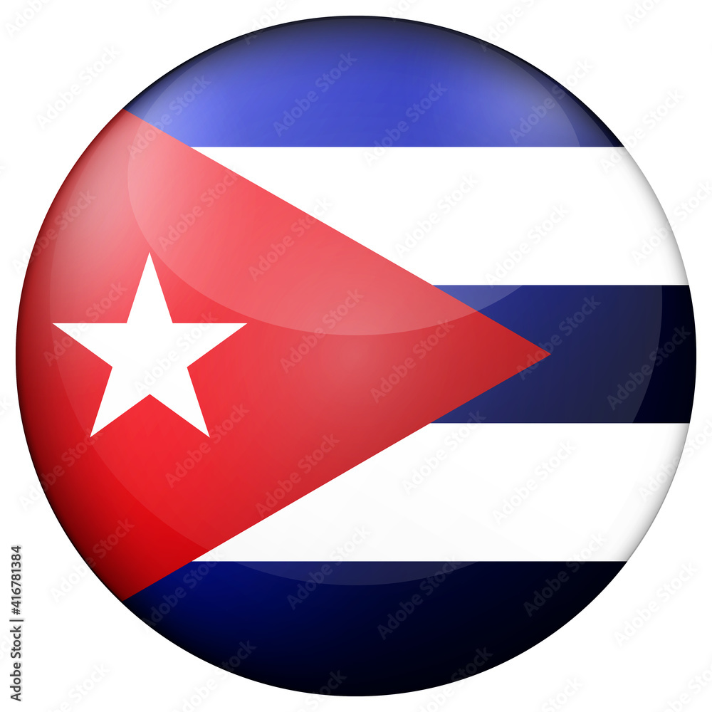 Glass light ball with flag of Cuba. Round sphere, template icon. Cuban national symbol. Glossy realistic ball, 3D abstract vector illustration highlighted on a white background. Big bubble. Glass light ball with flag of Cuba. Round sphere, template icon. Cuban national symbol. Glossy realistic ball, 3D abstract vector illustration highlighted on a white background. Big bubble.