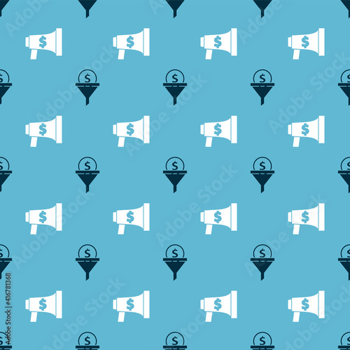 Set Lead management and Megaphone and dollar on seamless pattern. Vector.