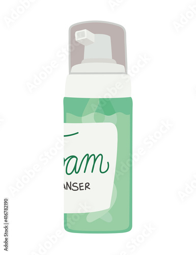 foam cleanser in a green bottle