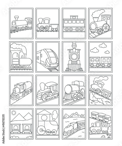 
Pack of Trains Coloring Pages 

