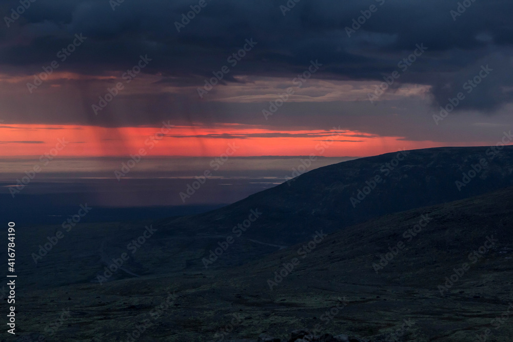 Panorama of the Lovozersk tundra. Khibiny Mountains, Murmansk Region, Russia