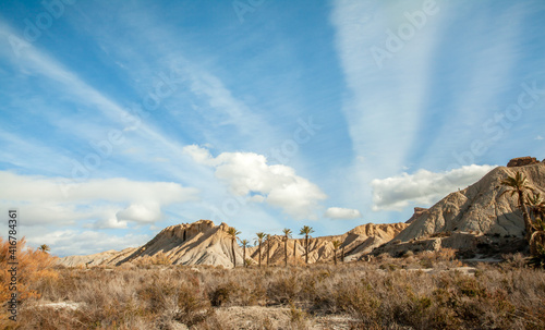 Hills landscape  of the Tabernas desert Almeria Spain Nature travel