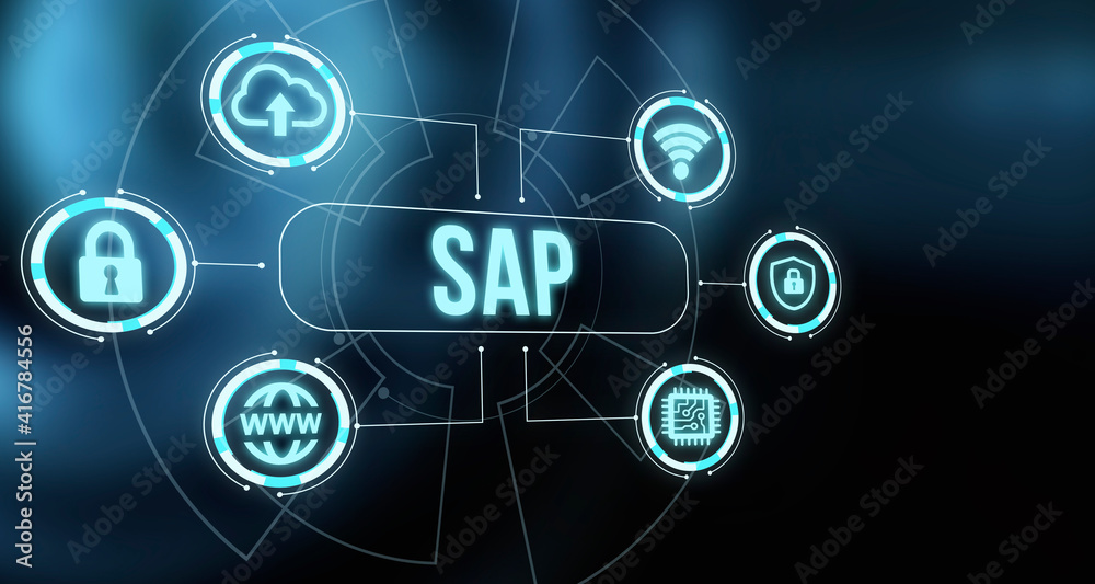 Internet, business, Technology and network concept. SAP System Software Automation concept on virtual screen data center Internet, business, Technology and network concept. SAP System Software Automation concept on virtual screen data center