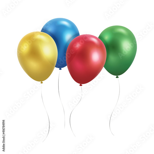 Vector colorful realistic shiny helium balloons isolated on white background